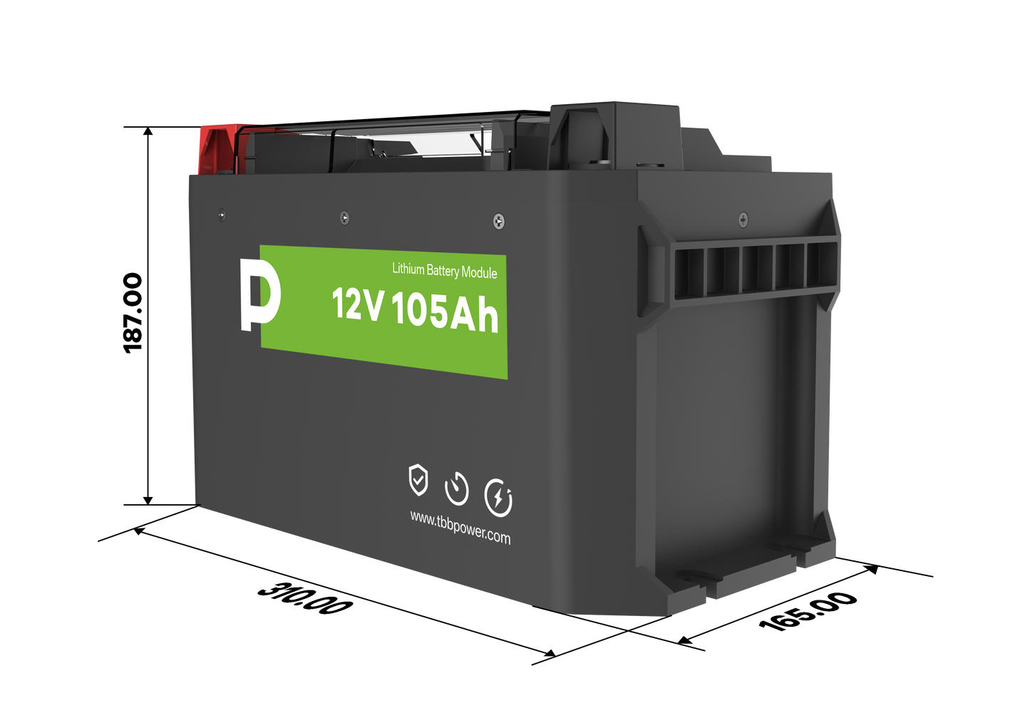 TBB POWER M-Serie 200A Hochstrom Lithium LiFePo4 Batterie 12V 105Ah